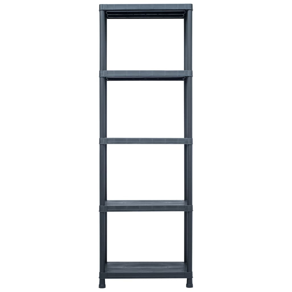 Scaffali 5 pz Nero 125 kg 60x30x180 cm in Plastica