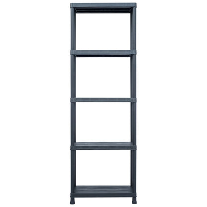 Scaffali 5 pz Nero 125 kg 60x30x180 cm in Plastica
