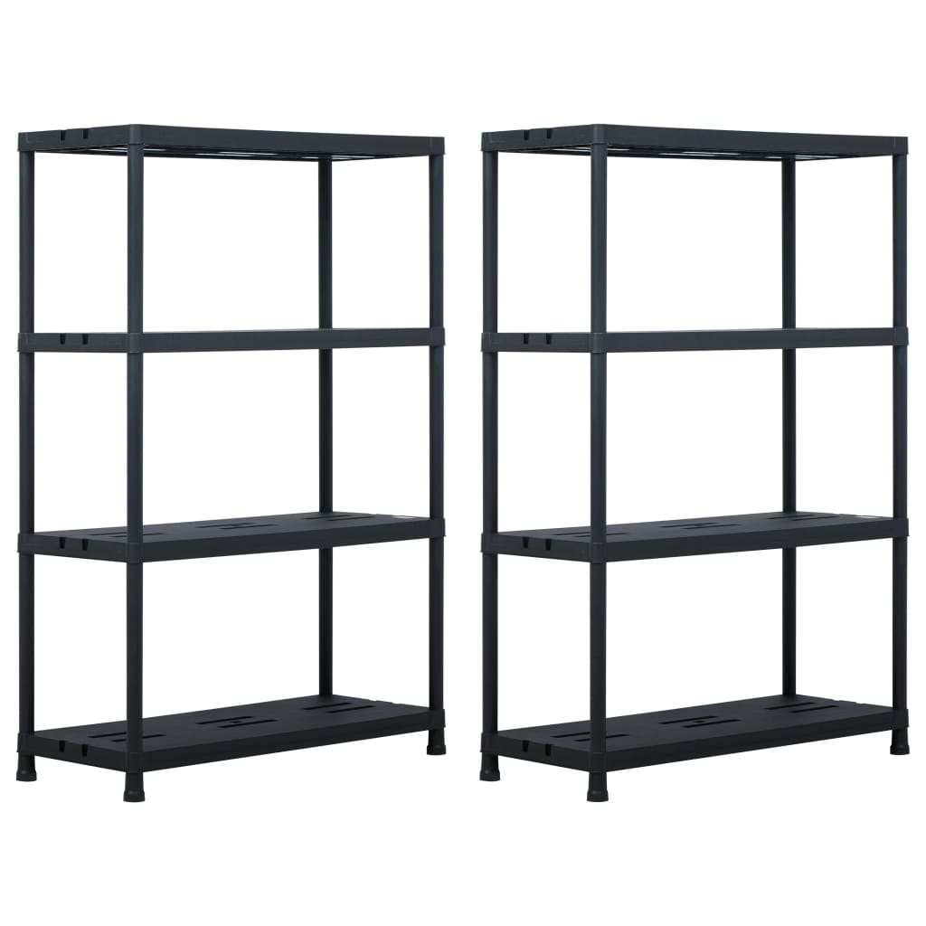 Scaffali 2 pz Nero 220 kg 90x40x138 cm in Plastica