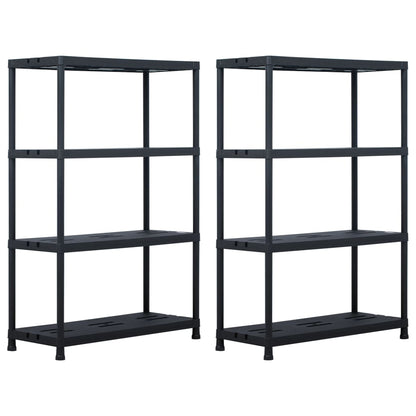 Scaffali 2 pz Nero 220 kg 90x40x138 cm in Plastica