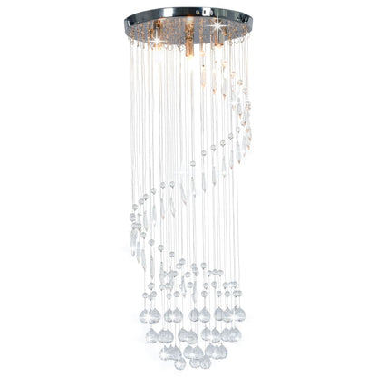 Lampadario con Perle di Cristallo a Spirale Argento G9