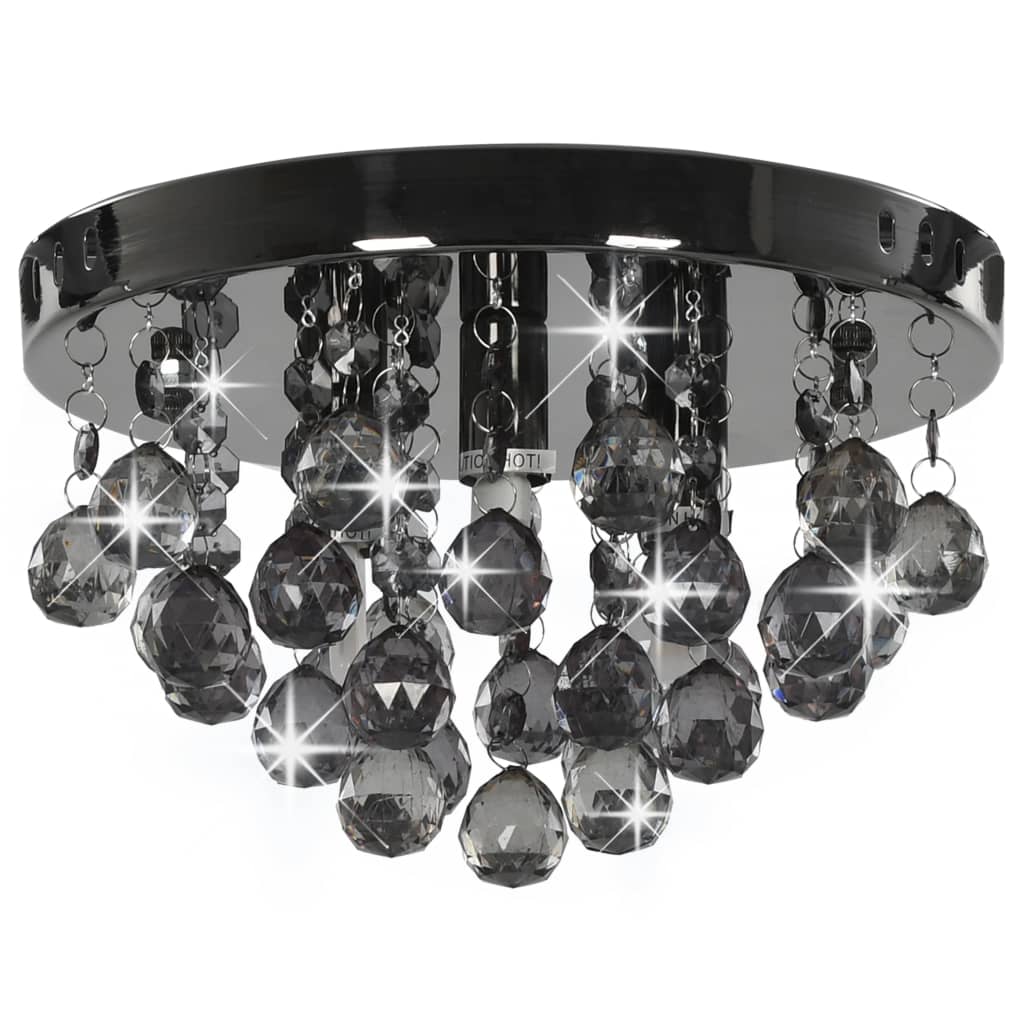 Lampadario con Perle FumÃ© Tondo Nero G9