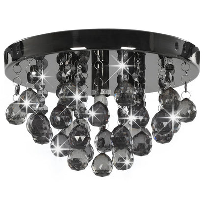 Lampadario con Perle FumÃ© Tondo Nero G9