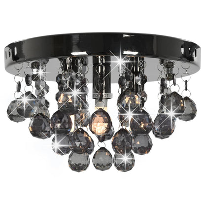 Lampadario con Perle FumÃ© Tondo Nero G9