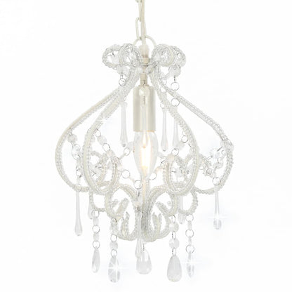 Lampadario con Perle Bianco Rotondo E14