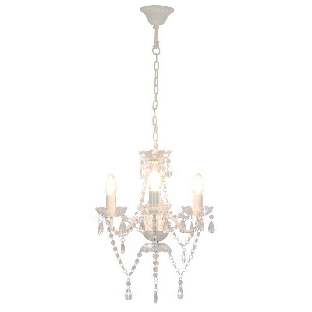 Lampadario con Perline Bianco Tondo 3 E14