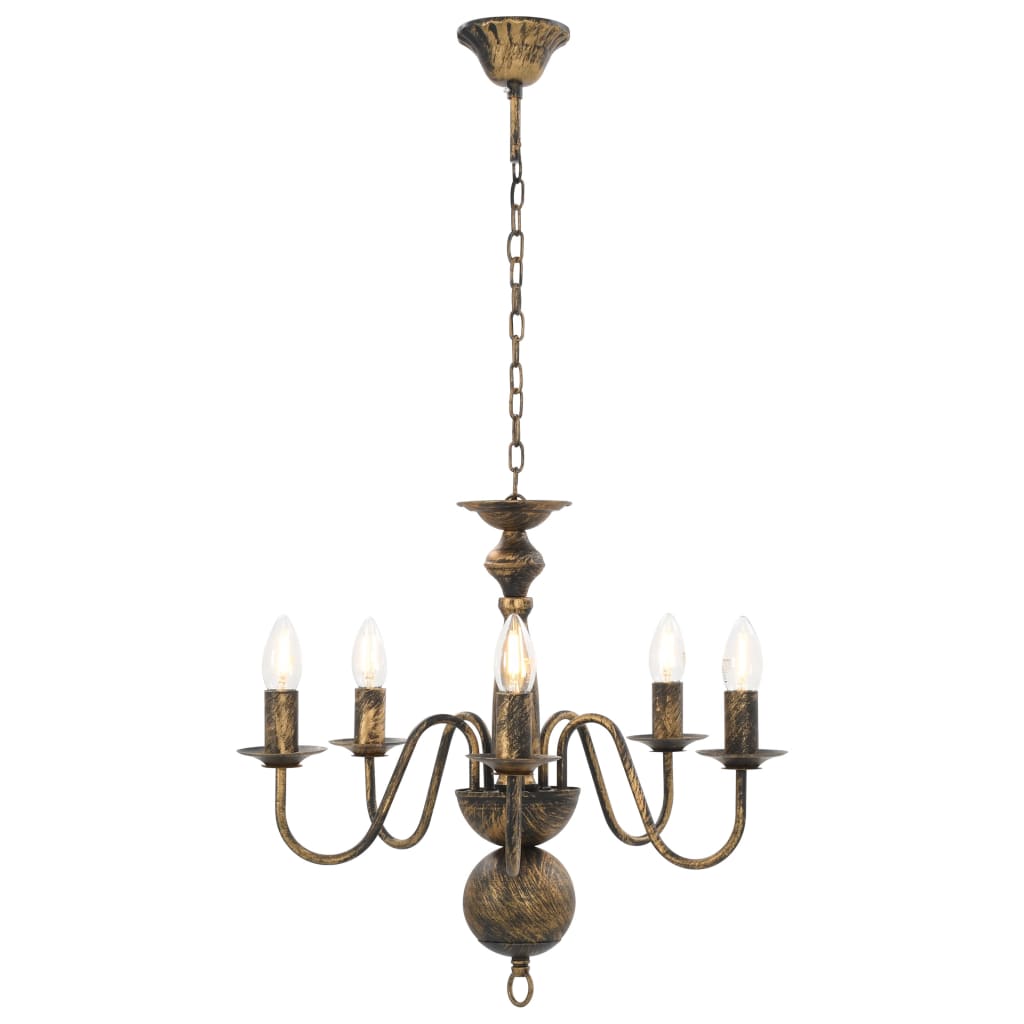 Candelabro Stile Anticato Nero 5 Lampadine E14