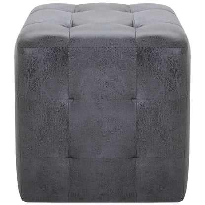 Comodini 2 pz Grigio 30x30x30 cm in Similpelle Scamosciata