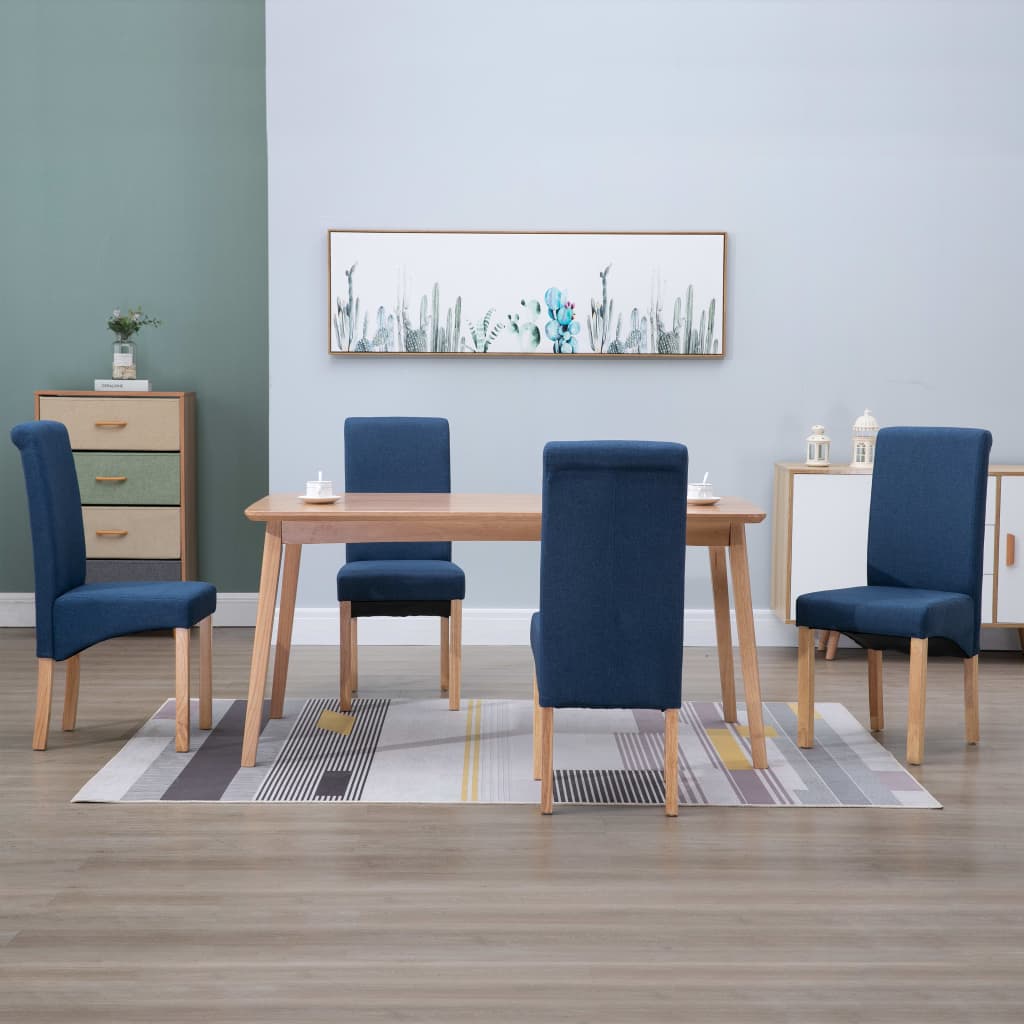 Sedie da Pranzo 4 pz Blu in Tessuto