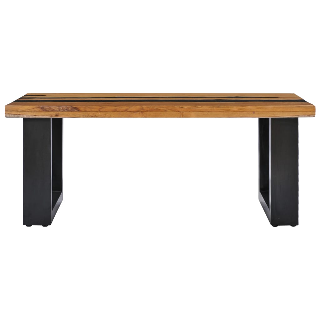 Tavolino da Salotto 100x50x40 cm Massello Teak e Pietra Lavica