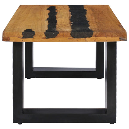 Tavolino da Salotto 100x50x40 cm Massello Teak e Pietra Lavica