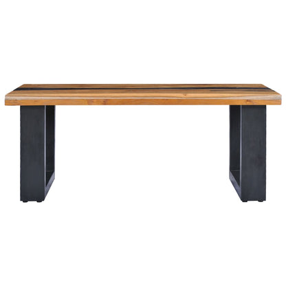 Tavolino Salotto 100x50x40 cm Legno Massello Teak e Poliresina
