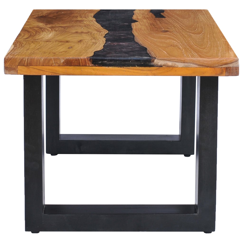 Tavolino Salotto 100x50x40 cm Legno Massello Teak e Poliresina