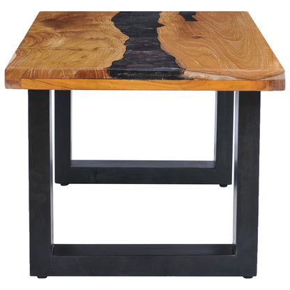 Tavolino Salotto 100x50x40 cm Legno Massello Teak e Poliresina
