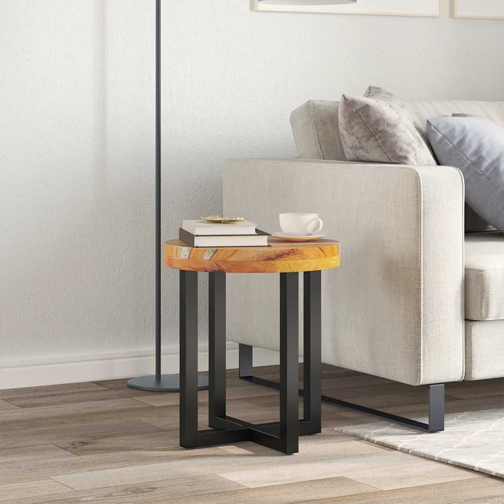 Tavolino da Salotto 40x45 cm Legno Massello Teak e Poliresina