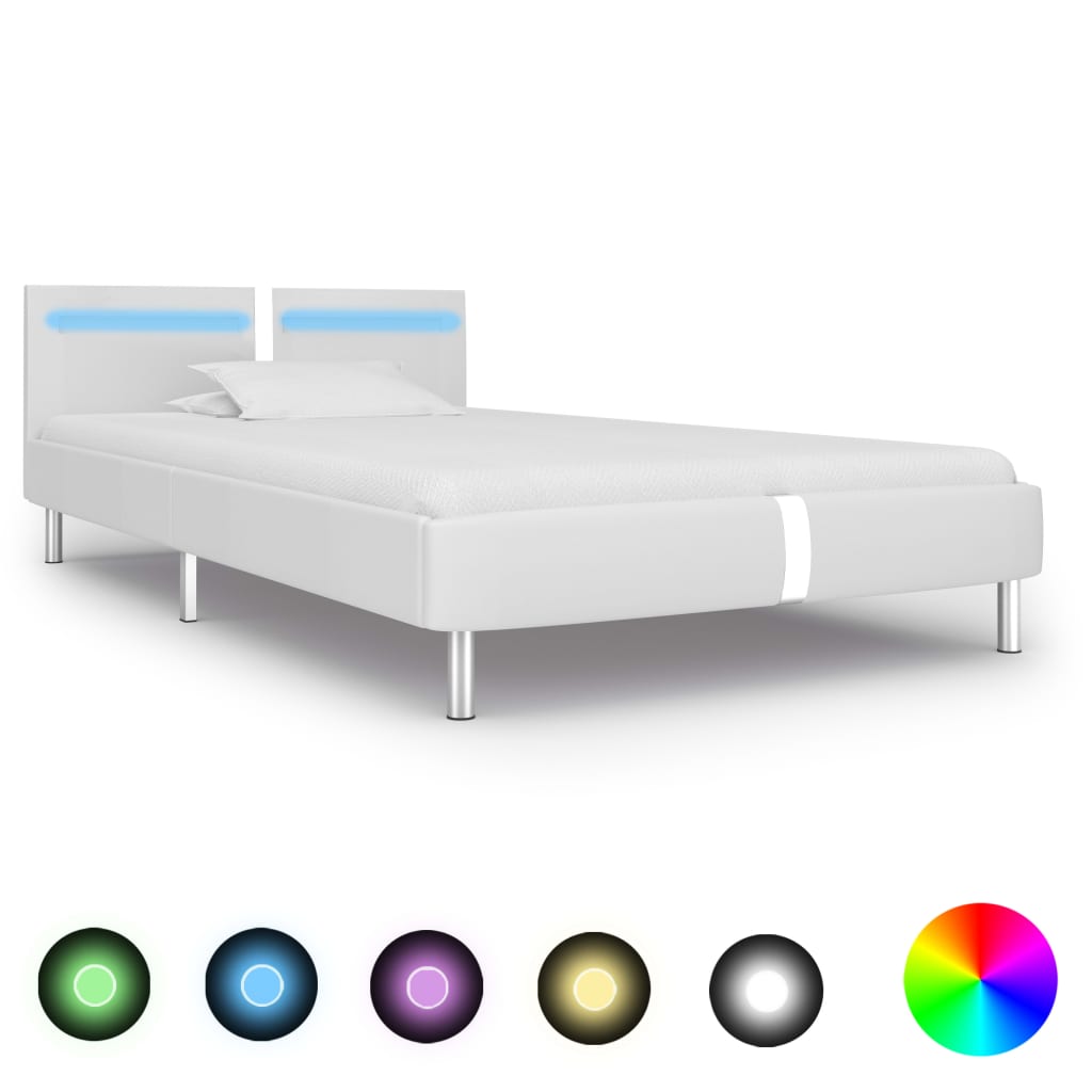 Giroletto con LED senza Materasso Bianco in Similpelle 90x200cm