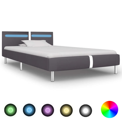 Giroletto con LED senza Materasso Grigio in Similpelle 90x200cm