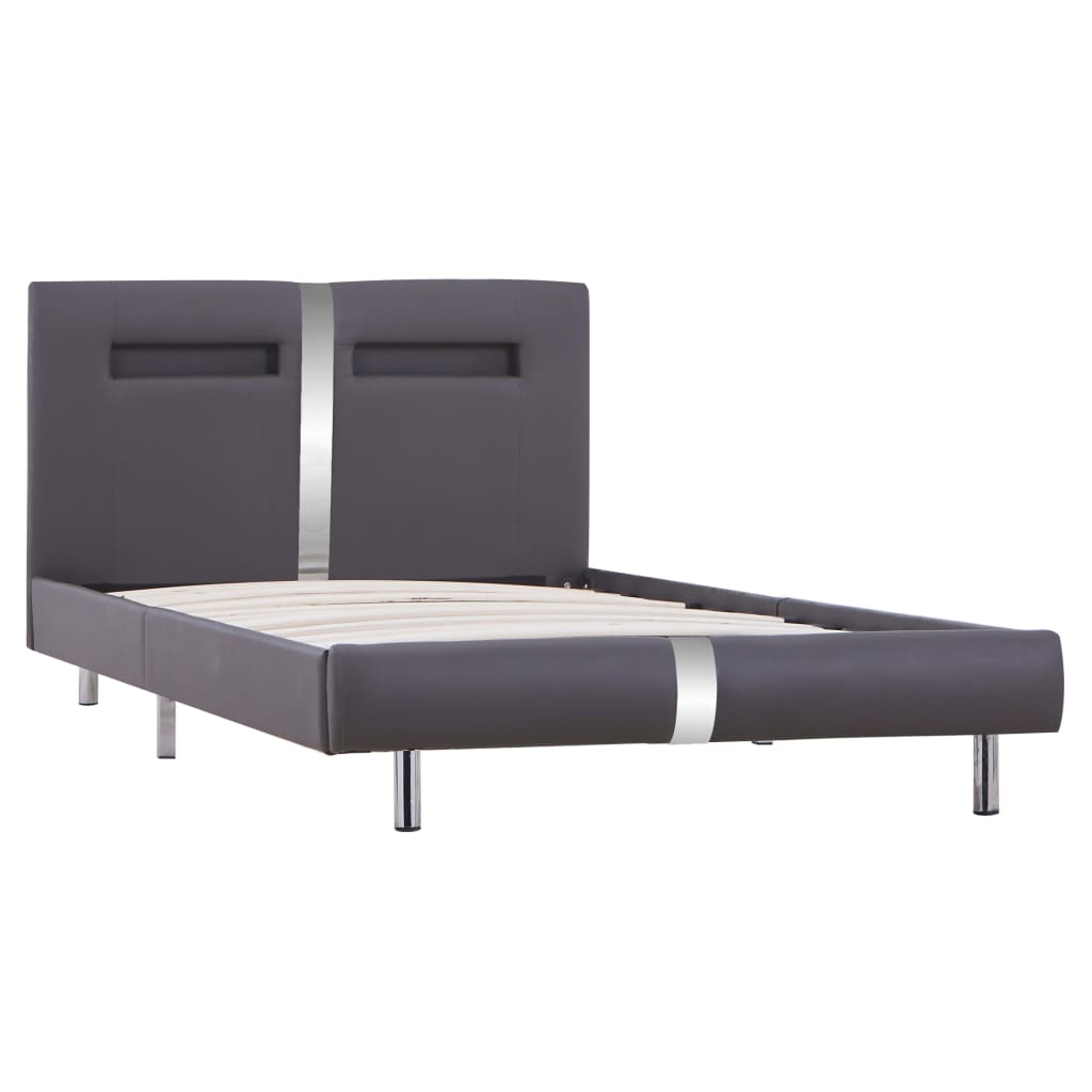 Giroletto con LED senza Materasso Grigio in Similpelle 90x200cm