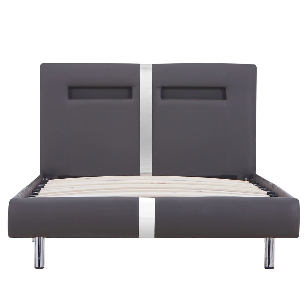 Giroletto con LED senza Materasso Grigio in Similpelle 90x200cm
