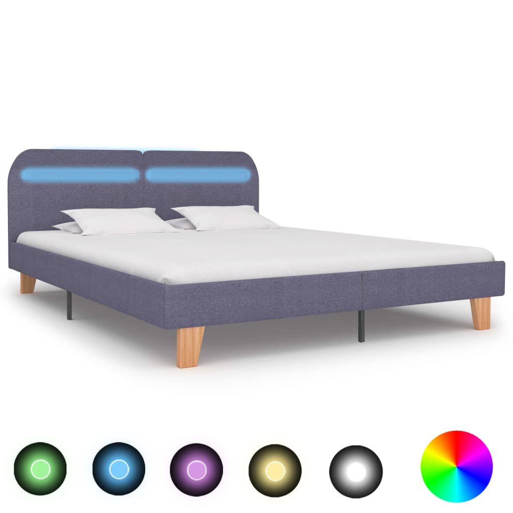 Giroletto LED senza Materasso Grigio Chiaro 160x200 cm Tessuto