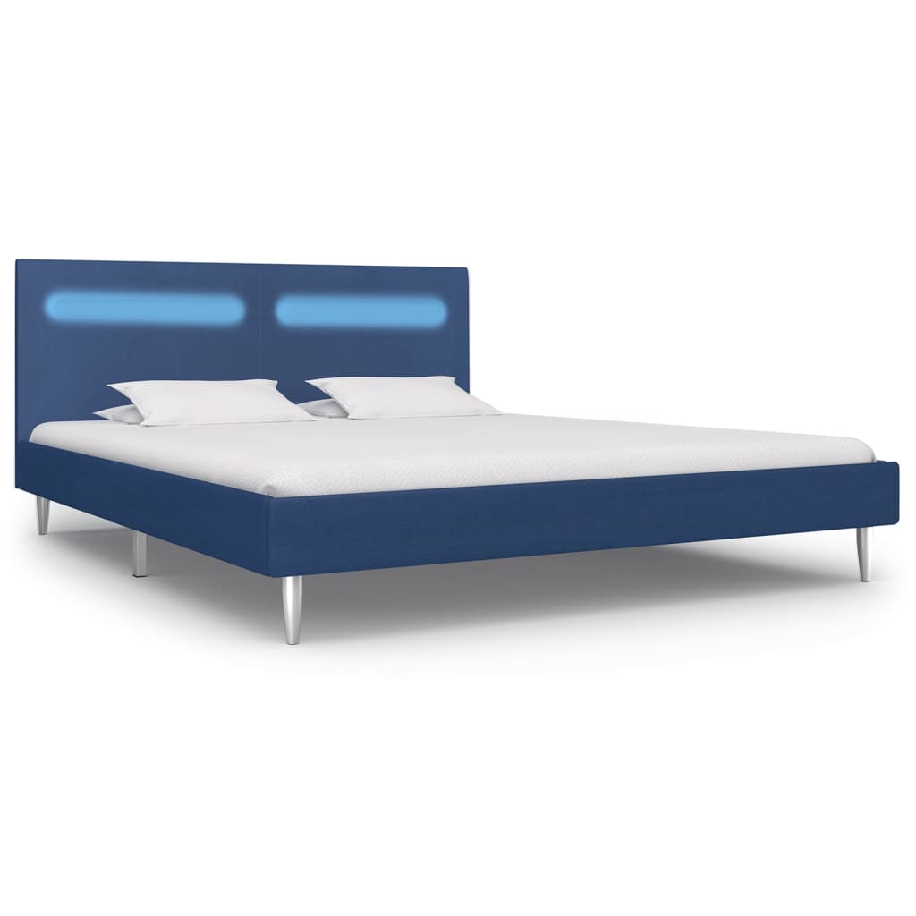 Giroletto con LED senza Materasso Blu 160x200 cm in Tessuto
