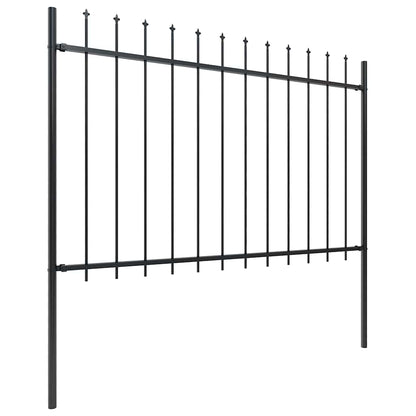 Recinzione da Giardino con Punta a Lancia in Acciaio 181x120 cm Nero