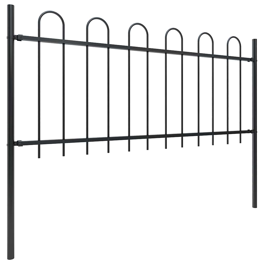 Recinzione da Giardino con Parte Superiore ad Anello in Acciaio 181x100 cm Nero