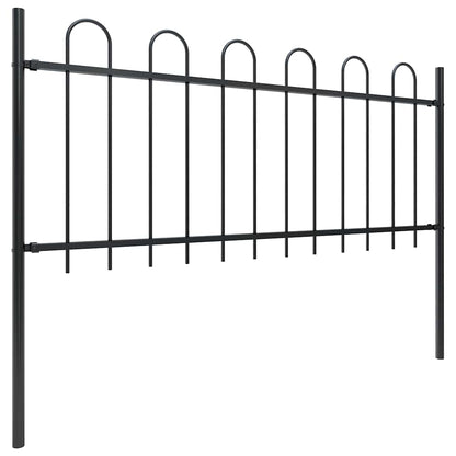 Recinzione da Giardino con Parte Superiore ad Anello in Acciaio 181x100 cm Nero