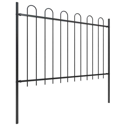 Recinzione da Giardino con Parte Superiore ad Anello in Acciaio 181x120 cm Nero