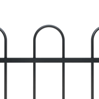 Recinzione da Giardino con Parte Superiore ad Anello in Acciaio 181x120 cm Nero