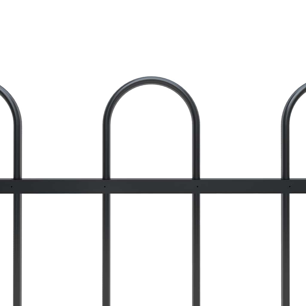 Recinzione da Giardino con Parte Superiore ad Anello in Acciaio 181x150 cm Nero