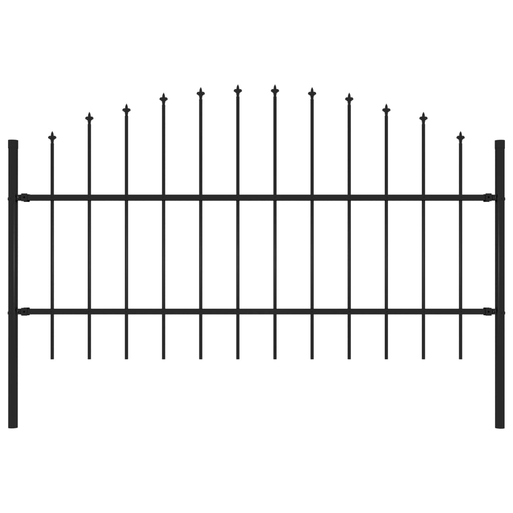 Recinzione Giardino Punta a Lancia (0,75-1)x1,7m Acciaio Nero