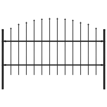 Recinzione Giardino Punta a Lancia (0,75-1)x1,7m Acciaio Nero