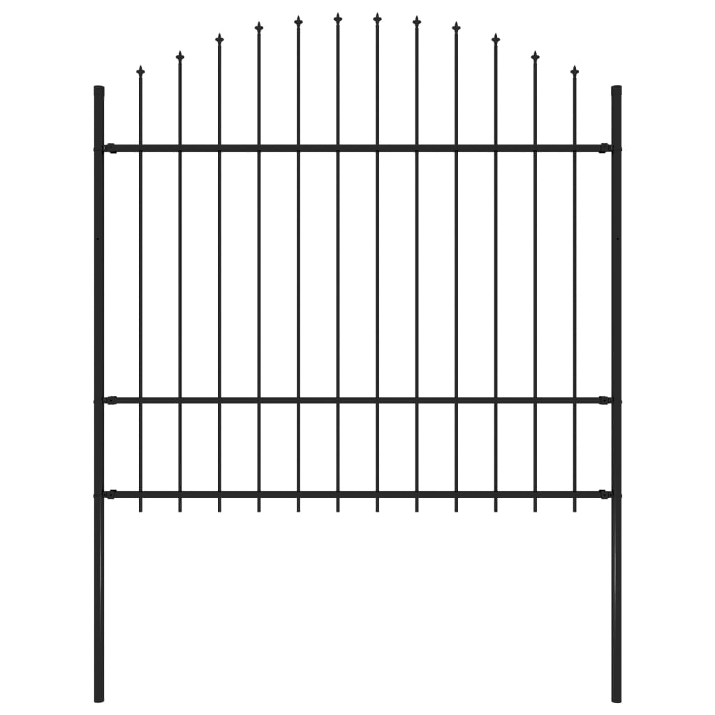 Recinzione Giardino Punta a Lancia (1,5-1,75)x1,7m Acciaio Nero