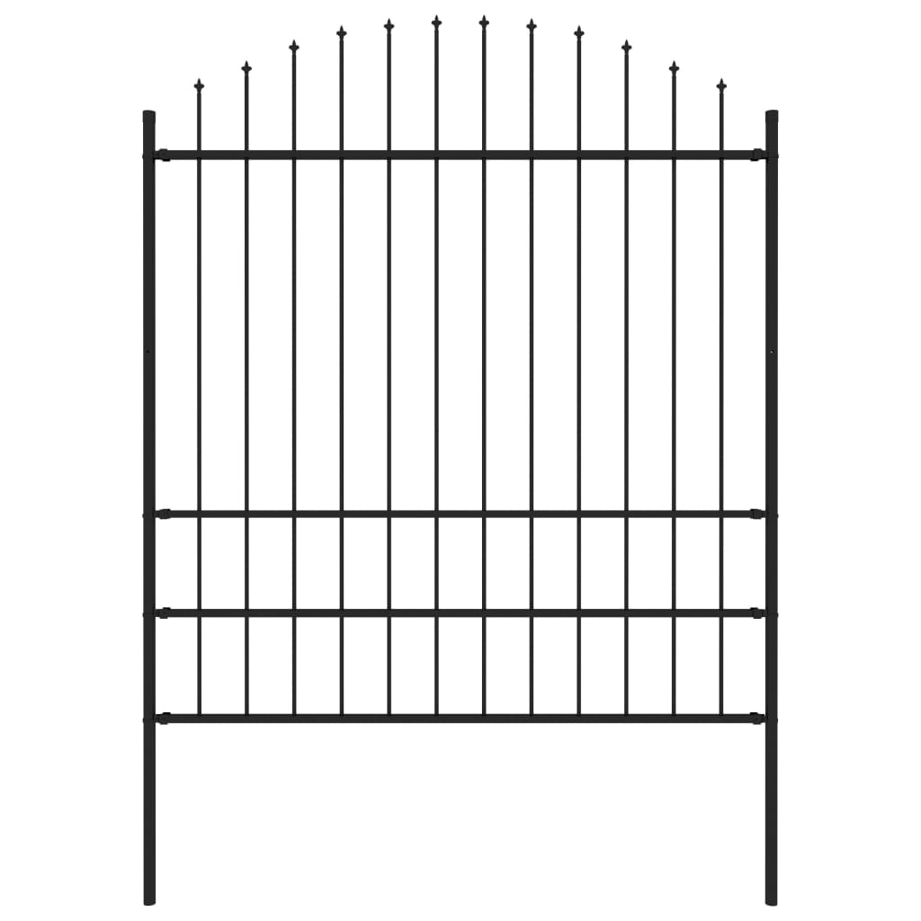 Recinzione Giardino Punta a Lancia (1,75-2)x1,7m Acciaio Nero