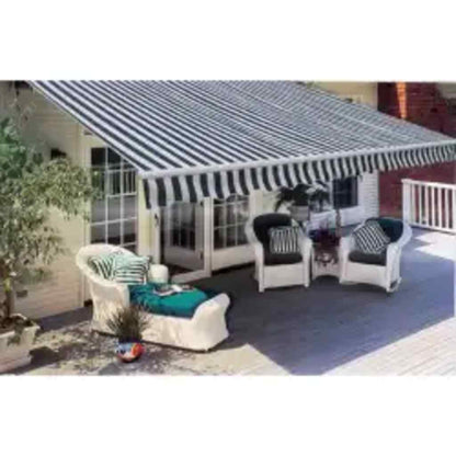 Tenda da Sole Pieghevole Motorizzata 600 cm Blu/Bianca