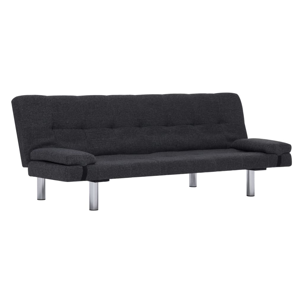 Divano Letto con 2 Cuscini Grigio Scuro in Poliestere