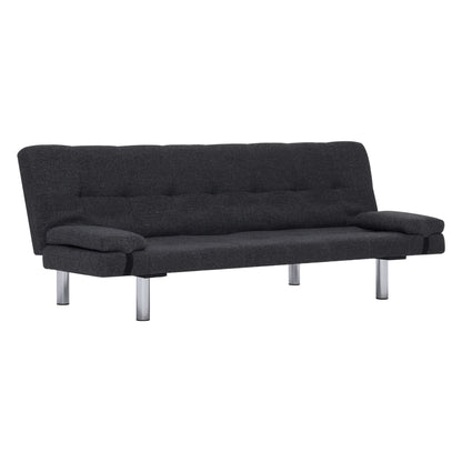 Divano Letto con 2 Cuscini Grigio Scuro in Poliestere