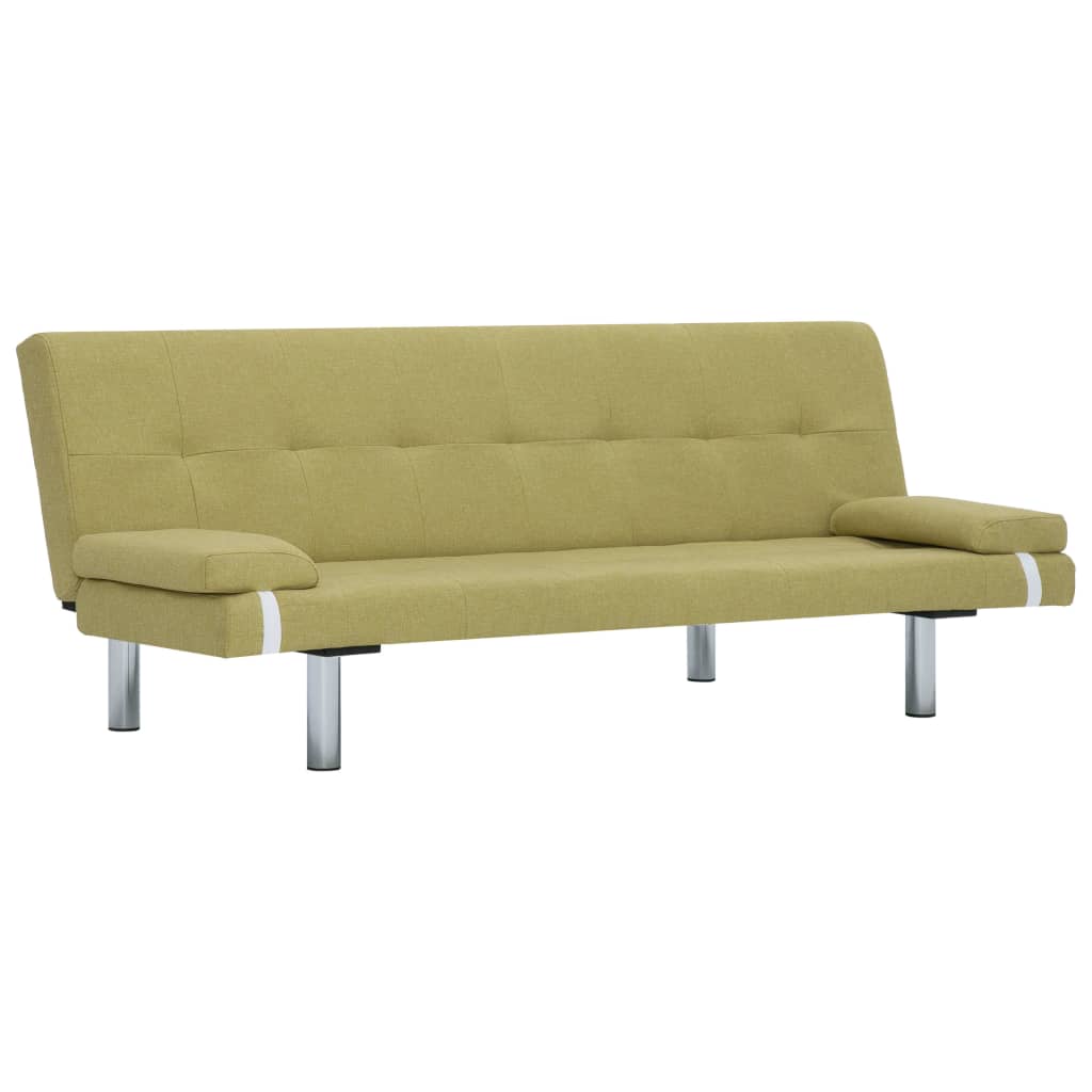 Divano Letto con Due Cuscino in Poliestere Verde
