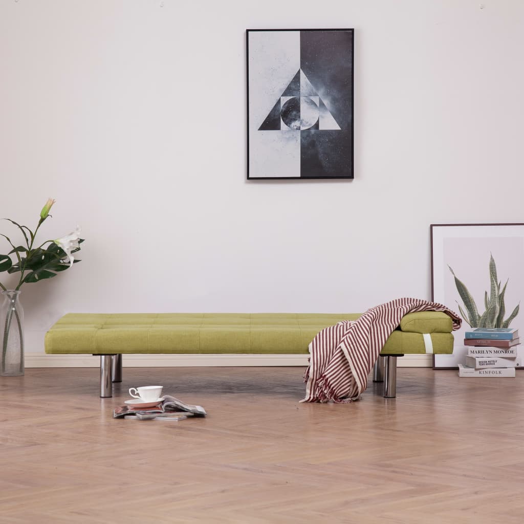 Divano Letto con Due Cuscino in Poliestere Verde