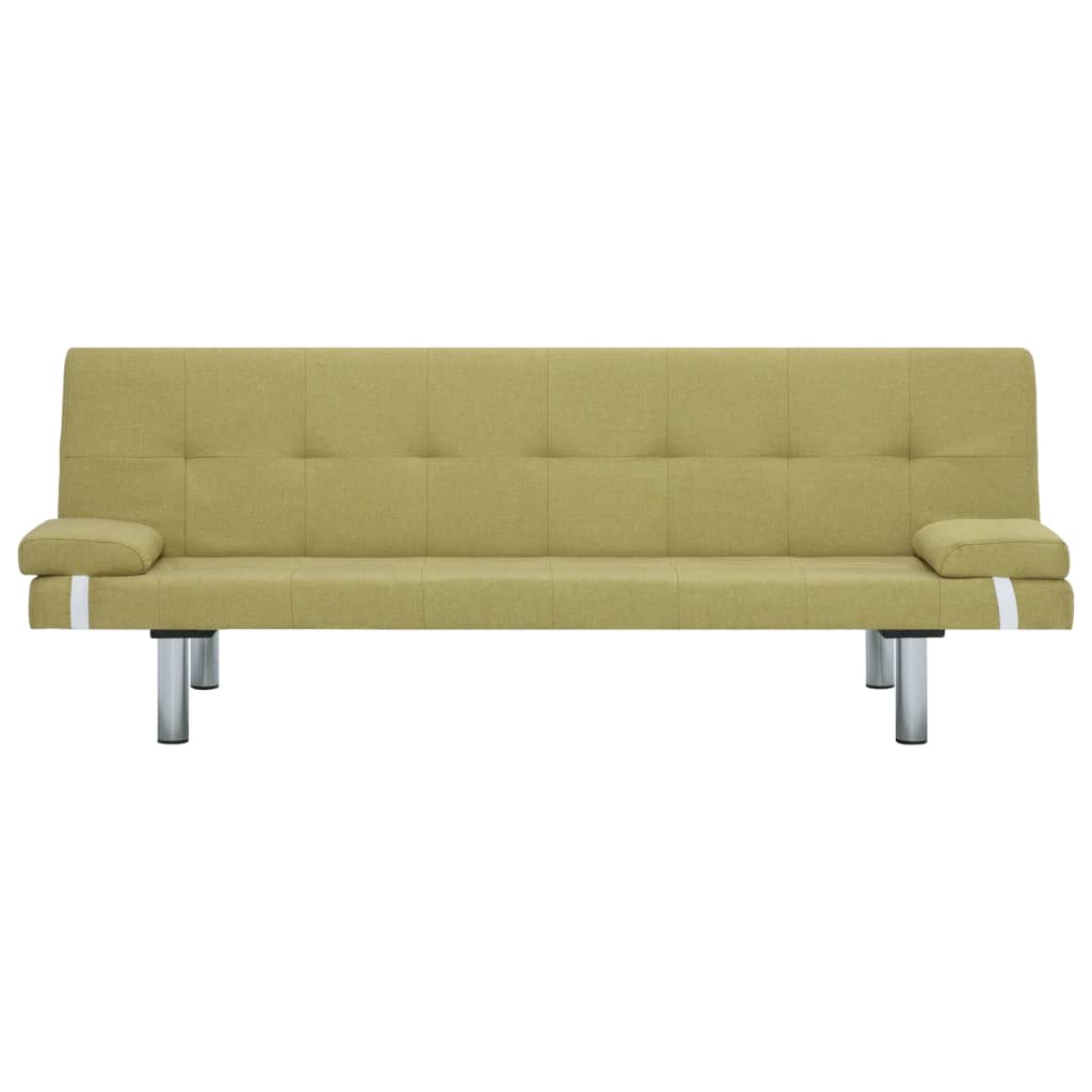 Divano Letto con Due Cuscino in Poliestere Verde