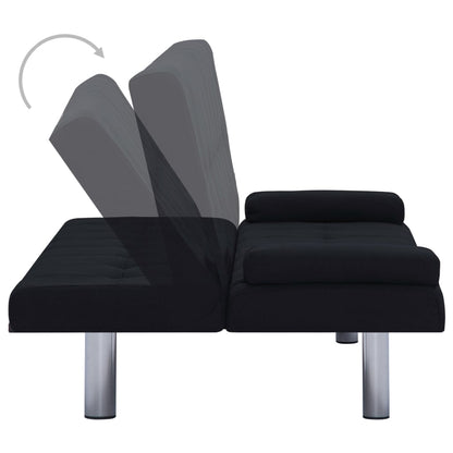 Divano Letto con Due Cuscino in Poliestere Nero