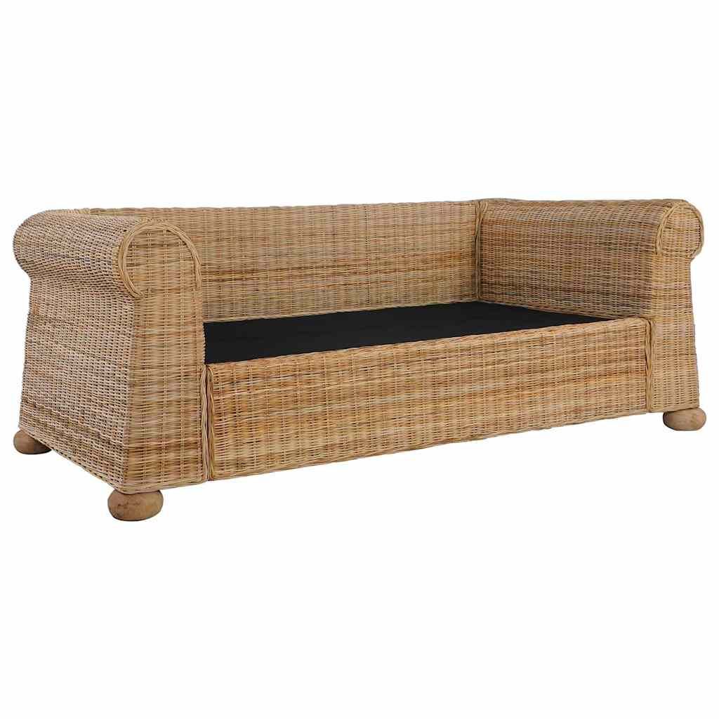 Divano a 2 Posti con Cuscini in Rattan Naturale