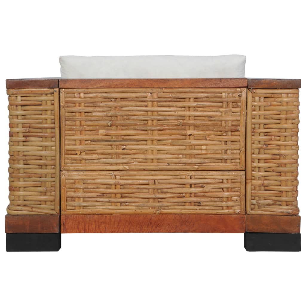 Poltrona con Cuscini Marrone in Rattan Naturale
