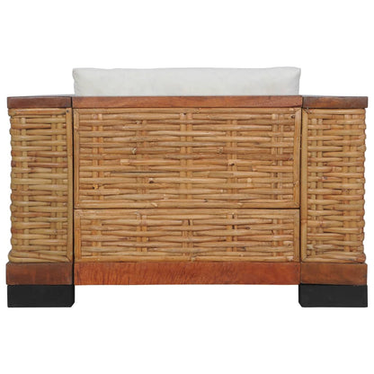 Poltrona con Cuscini Marrone in Rattan Naturale