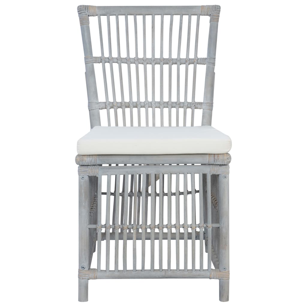 Sedie da Pranzo con Cuscini 2 pz Grigie in Rattan Naturale