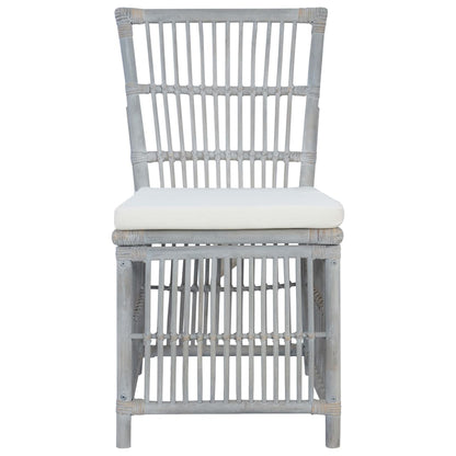 Sedie da Pranzo con Cuscini 2 pz Grigie in Rattan Naturale
