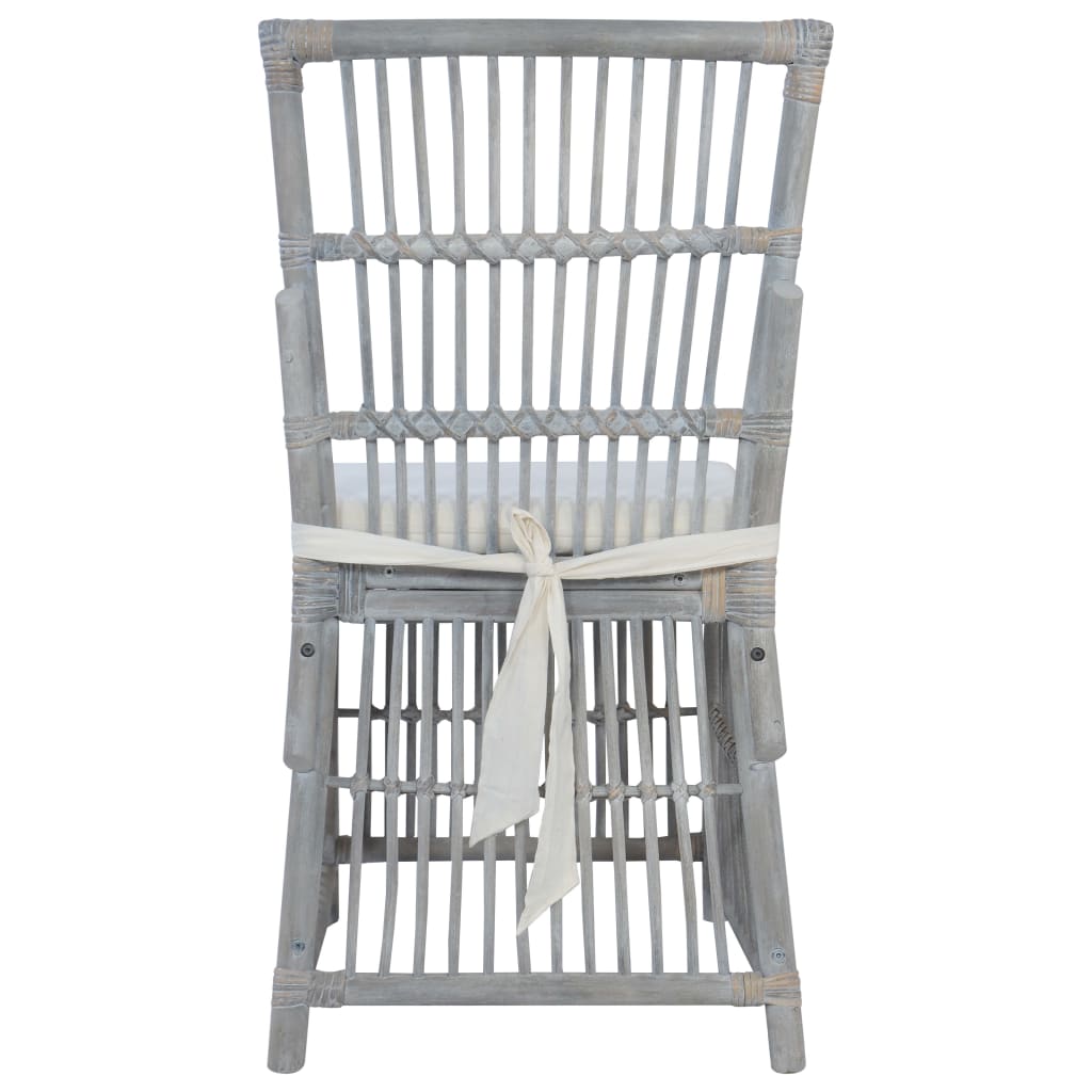 Sedie da Pranzo con Cuscini 2 pz Grigie in Rattan Naturale