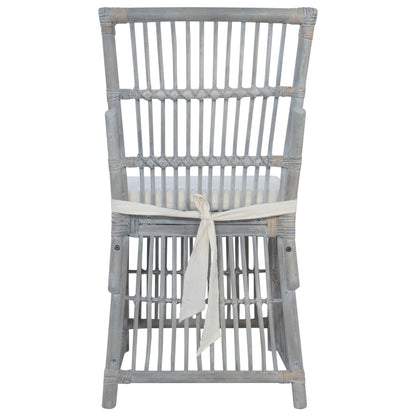 Sedie da Pranzo con Cuscini 2 pz Grigie in Rattan Naturale