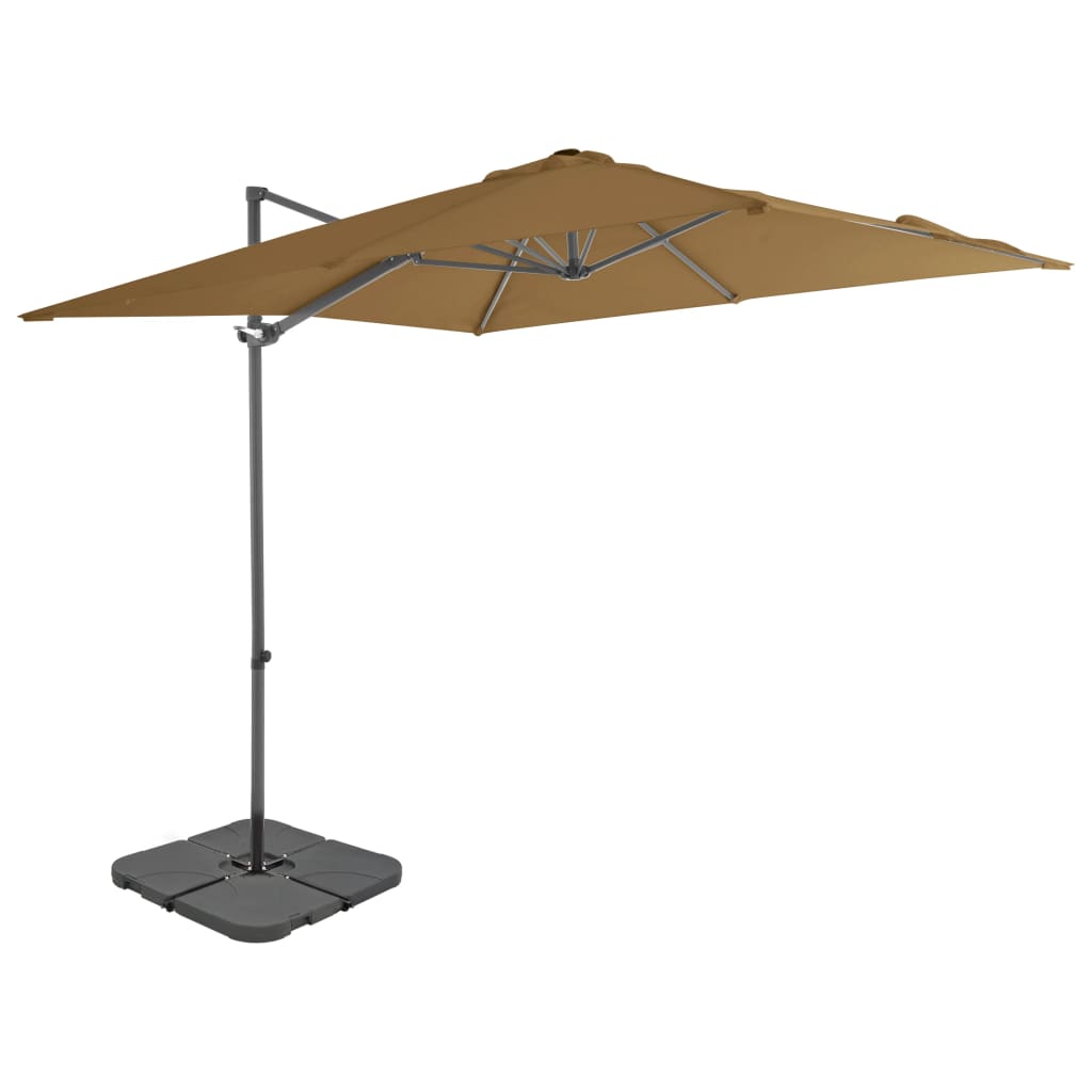 Ombrellone da Giardino con Base Portatile Tortora